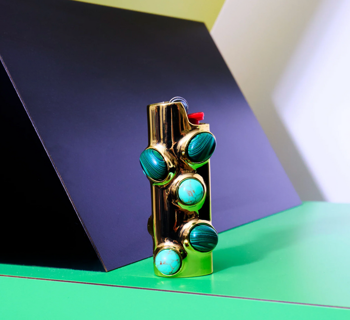 Stoned Lighter Case -Malachite